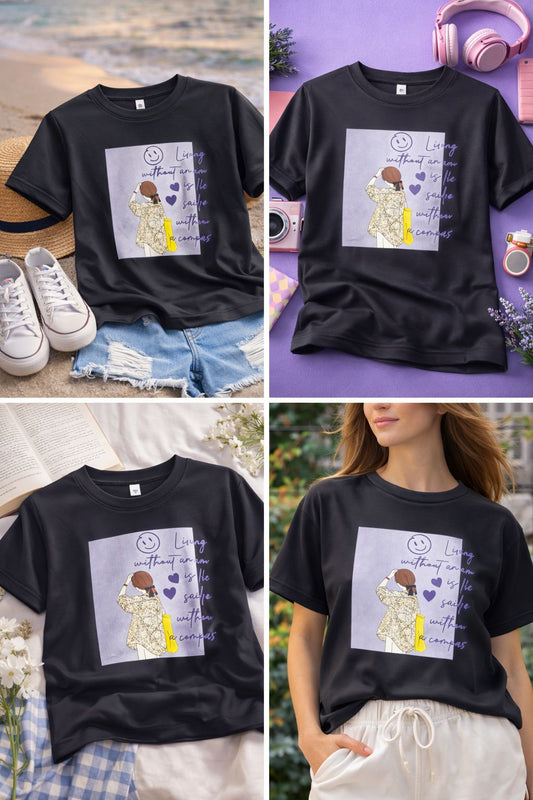 Vina Black Graphic Printed T-Shirt