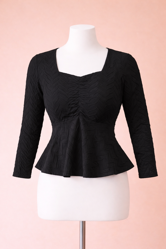 Mirelle Black Peplum Top