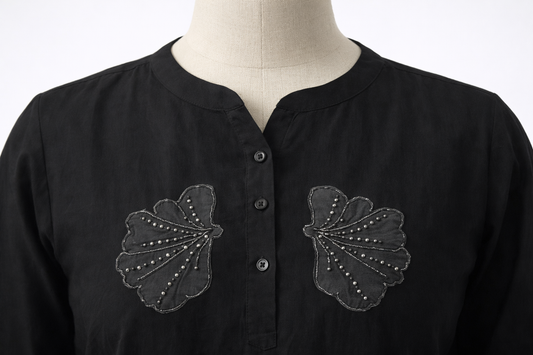 Vayra Black Embroidered Tunic Top
