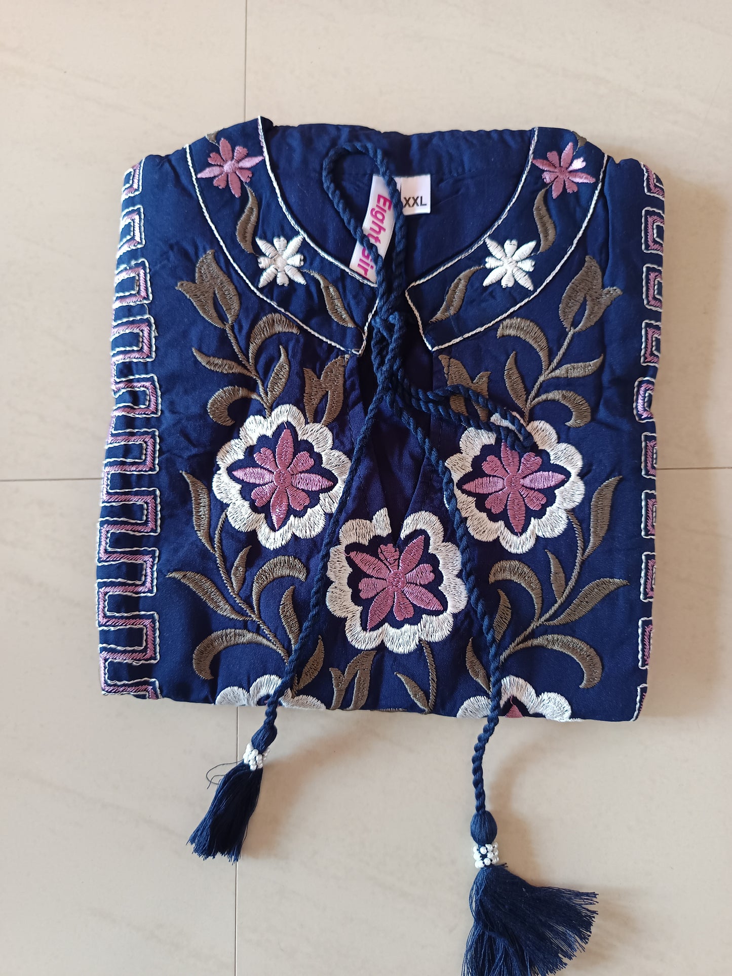 Celira Blue Embroidered Peplum Top