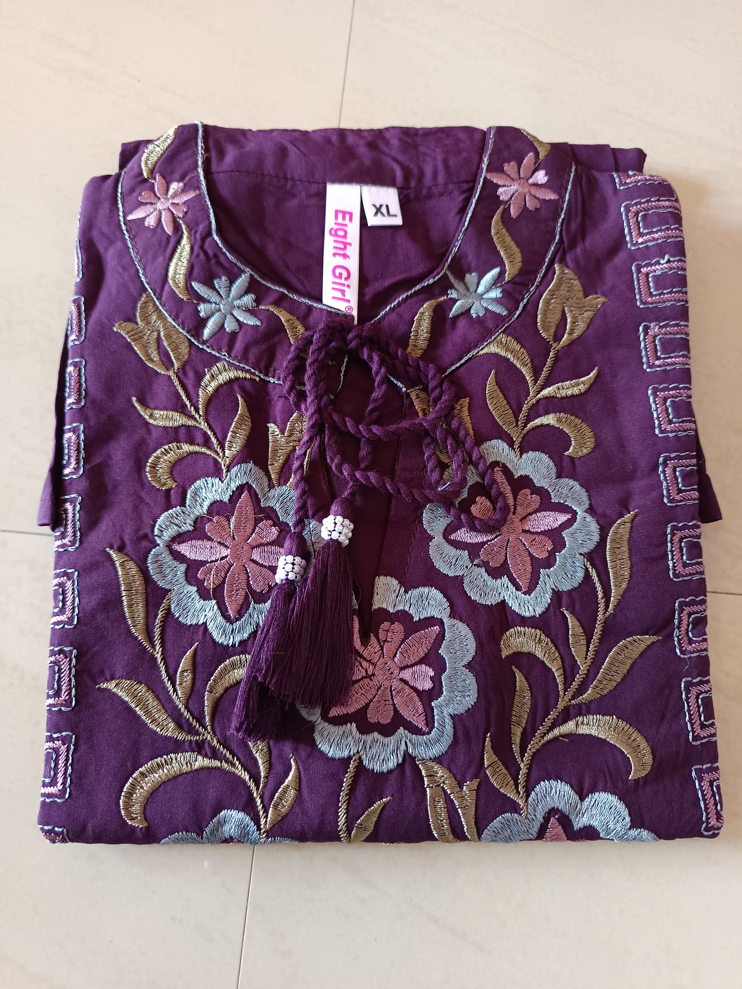 Celira Purple Embroidered Peplum Top