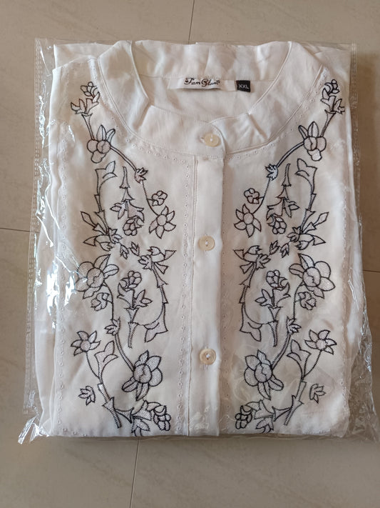Aira White Embroidered Tunic Top