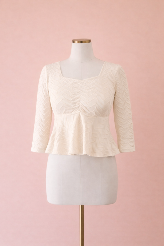 Mirelle Off-White Peplum Top