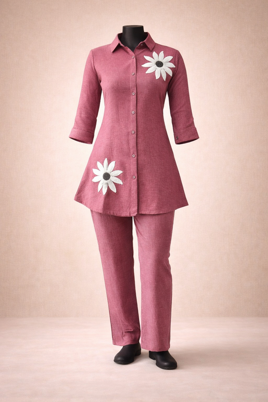 Lurelle Rose Flower Embroidered Co-Ord Set