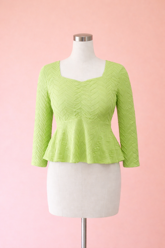 Mirelle Pista Green Peplum Top