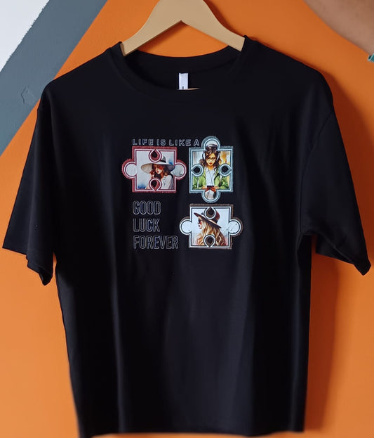 Women Boxy Graphic Tee (Black color)