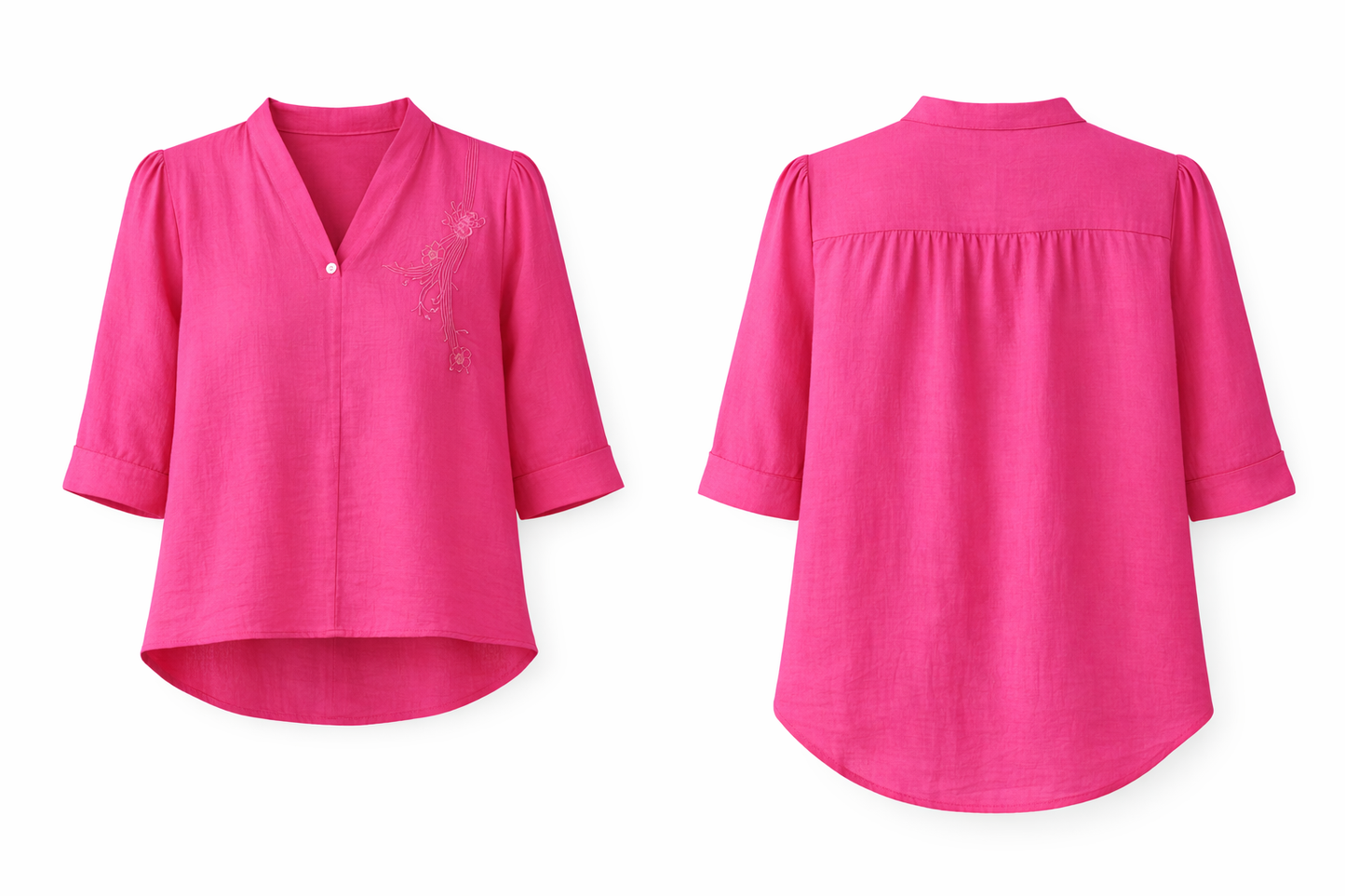Liora Pink Casual V-Neck Top