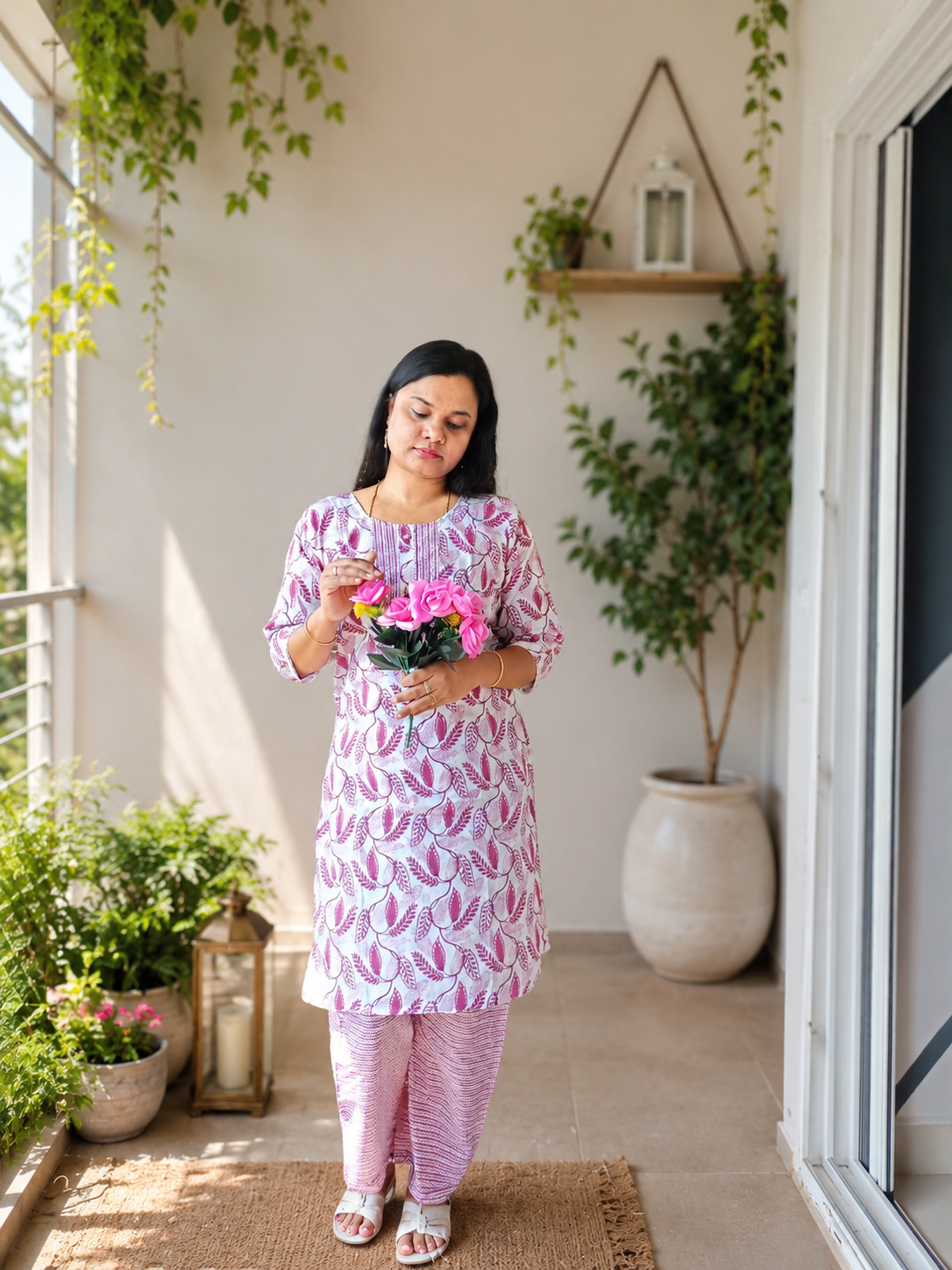 Selene β Pink Floral Cotton Co-ord Set