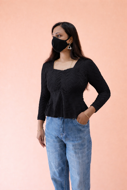 Mirelle Black Peplum Top