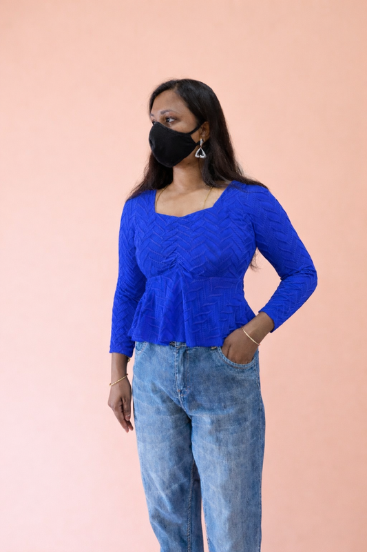 Mirelle Blue Peplum Top