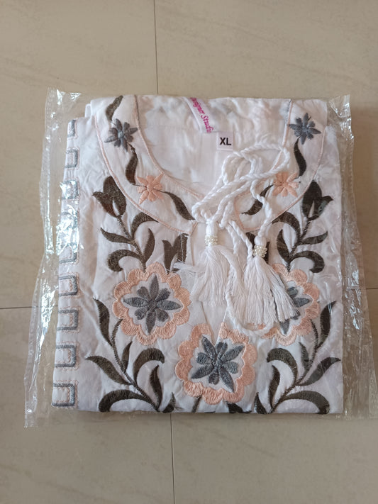 Celira White Embroidered Peplum Top