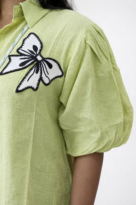 Luna Oversized Pista Green Tunic Top