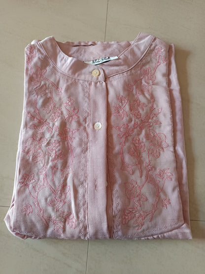 Aira Pink Embroidered Tunic Top