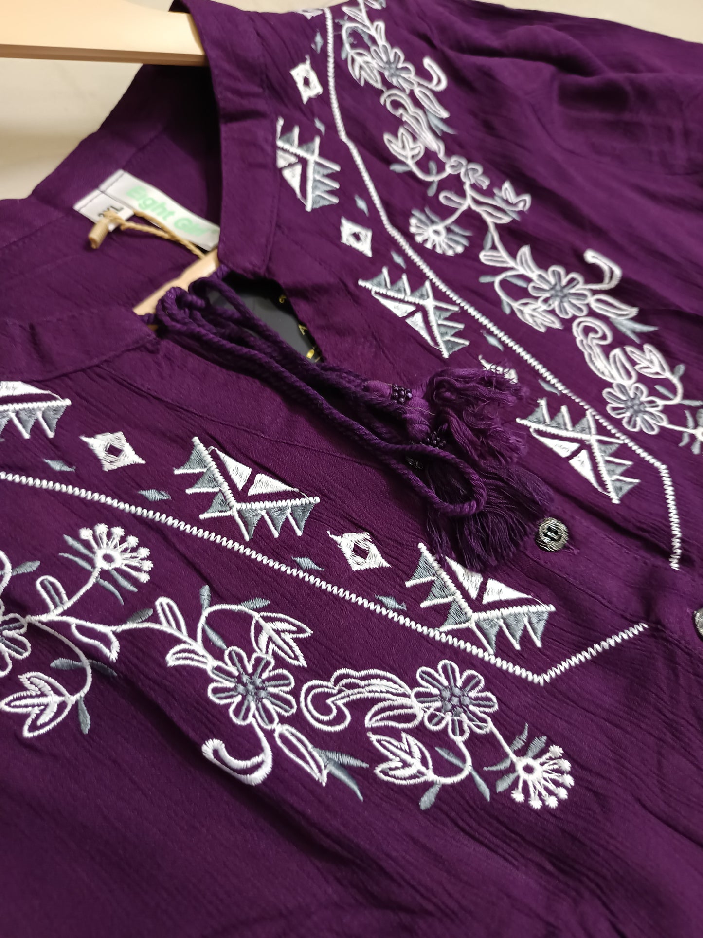 Siya Plum Embroidered Tunic Top