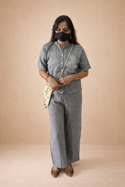 Elva Light Grey Floral Co-Ord Set