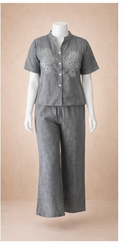 Elva Light Grey Floral Co-Ord Set