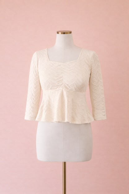 Mirelle Off-White Peplum Top