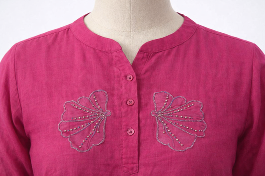 Vayra Pink Embroidered Tunic Top