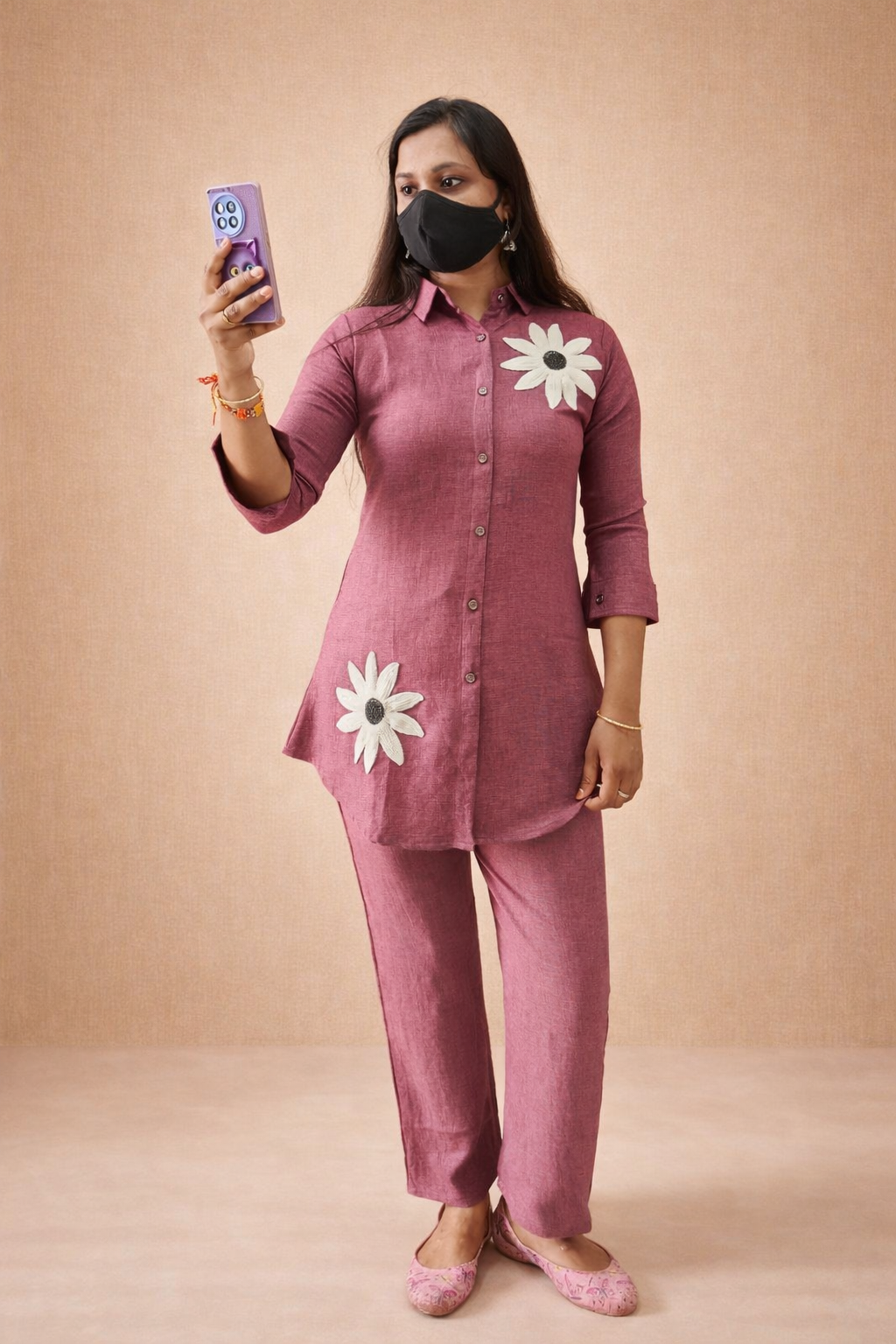 Lurelle Rose Flower Embroidered Co-Ord Set