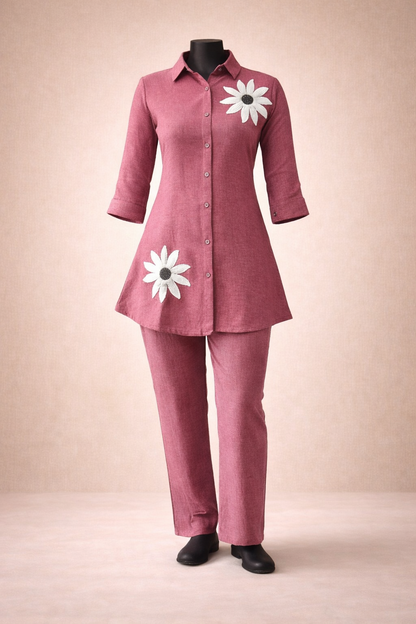 Lurelle Rose Flower Embroidered Co-Ord Set