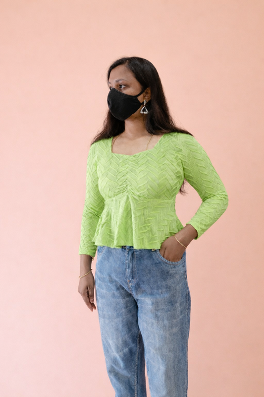 Mirelle Pista Green Peplum Top
