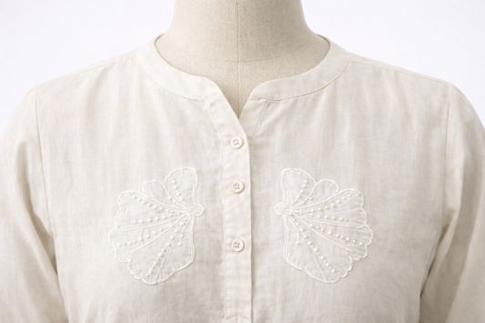 Vayra Off White Embroidered Tunic Top