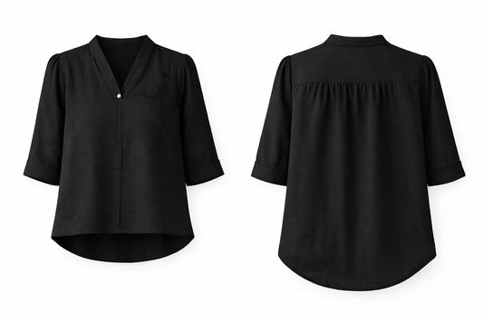 Liora Black Casual V-Neck Top