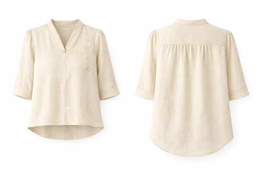 Liora Off-White Casual V-Neck Top