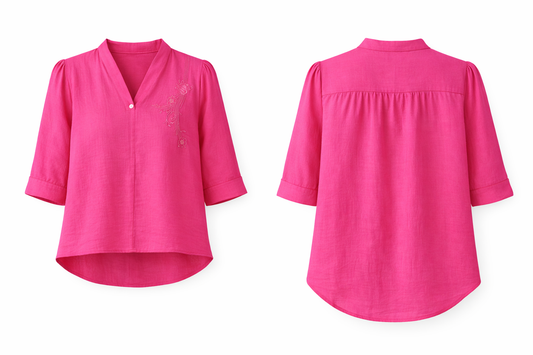 Liora Pink Casual V-Neck Top