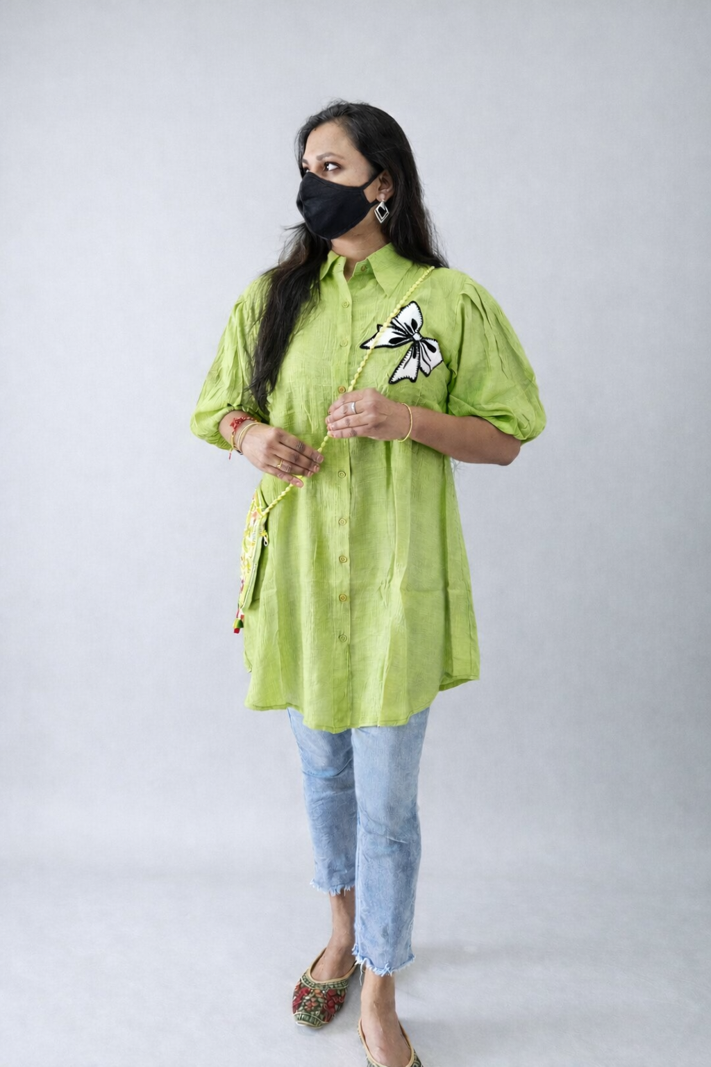 Luna Oversized Pista Green Tunic Top
